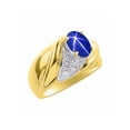 thumbnail image 3 of RYLOS Bagues pour Femmes Bague en Or Jaune 14K Pierre Précieuse Ovale 8X6MM et Diamants Design Classique Saphir Étoilé Bleu Bijoux pour Femmes Taille 9, 3 of 7