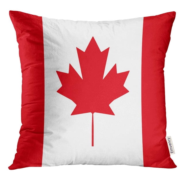 EREHome Housse de Coussin Drapeau Canadien Feuille d'Érable Rouge et Blanche 16x16 Pouces
