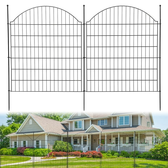 Garden Fencing Animal Barrier, Dog Fence Outdoor for Yard, Rustproof No Dig Decorative Tall Garden Fence Metal Wire Panel Border Patio Rabbit Ground Stakes Fencing, 10/15 Panels
