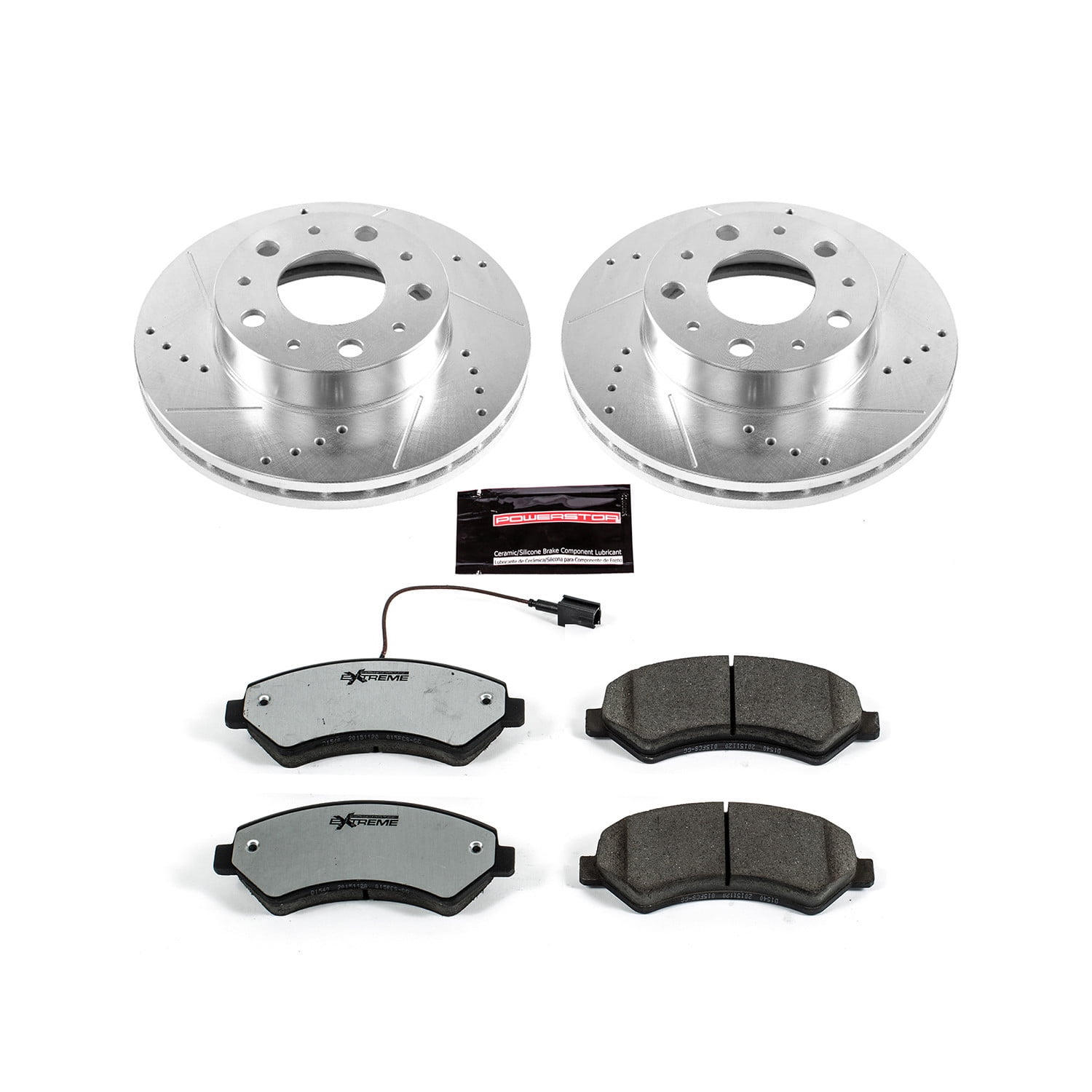 PowerStop Front Z36 Truck & Tow Carbon-Fiber Ceramic Brake Pad and Drilled and Slotted Rotor Kit Fits: Select Models K7303-36