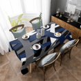 thumbnail image 4 of Navy Blue Black Geometric Rectangle Tablecloth, Modern Art Abstract Grey Line Waterproof & StainResistant Tablecloth, Washable Oil-proof Table Cover for Dining/Party/Wedding/Camping/Buffet 52x70 In, 4 of 9