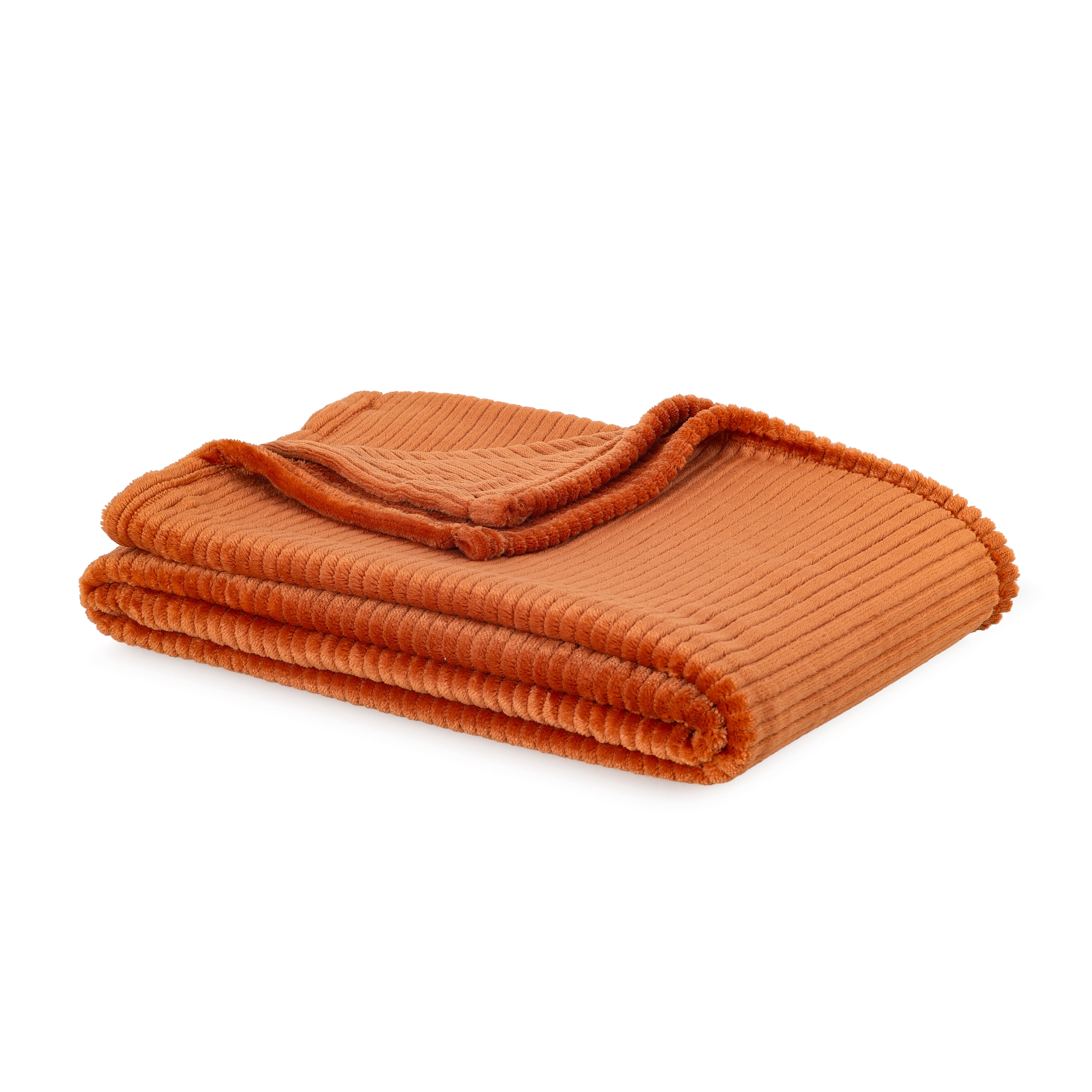 Berkshire Life Burnt Orange Cozy Classic Plush Oversized Ribbed Textured Throw Blanket
