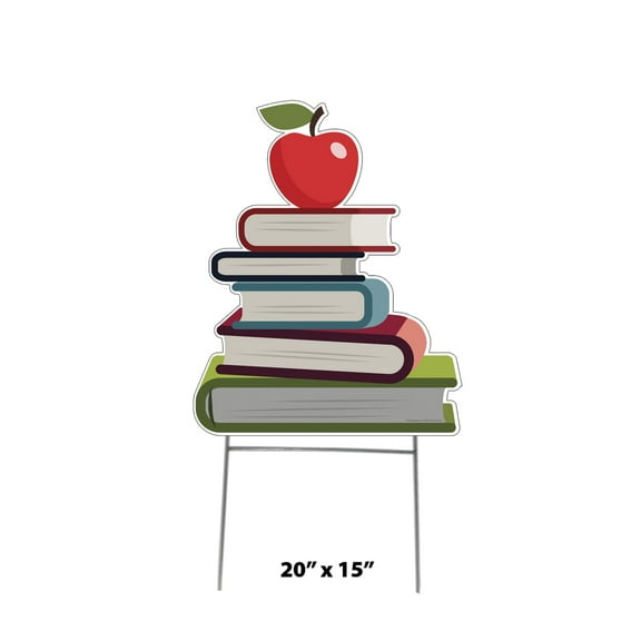 School Books with Apple on Top Yard Sign