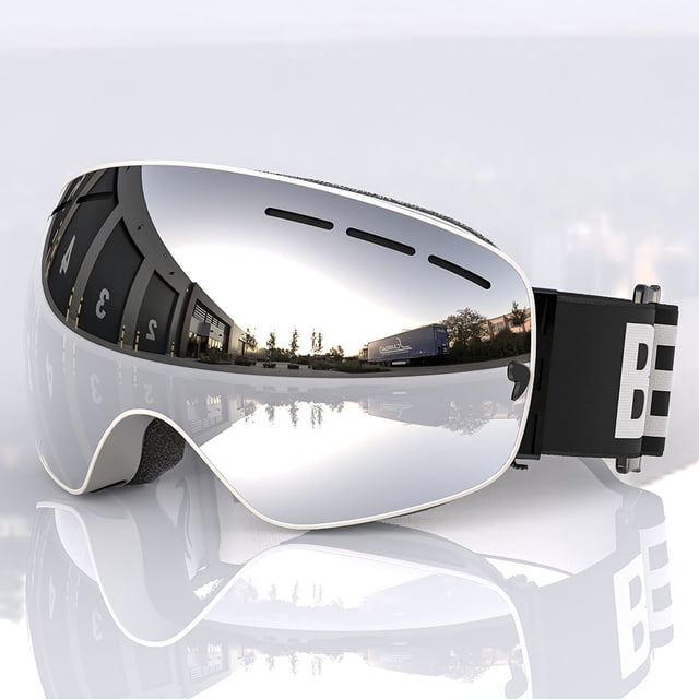 Gafas de esquí con bastones para adultos, para hombres y mujeres, con revestimiento al vacío de color antivaho de doble capa