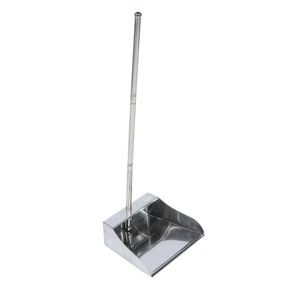 Stainless Steel Dustpan Long Handle: Metal Pan Household Cleaning Tool Refuse Container for Home Living Room