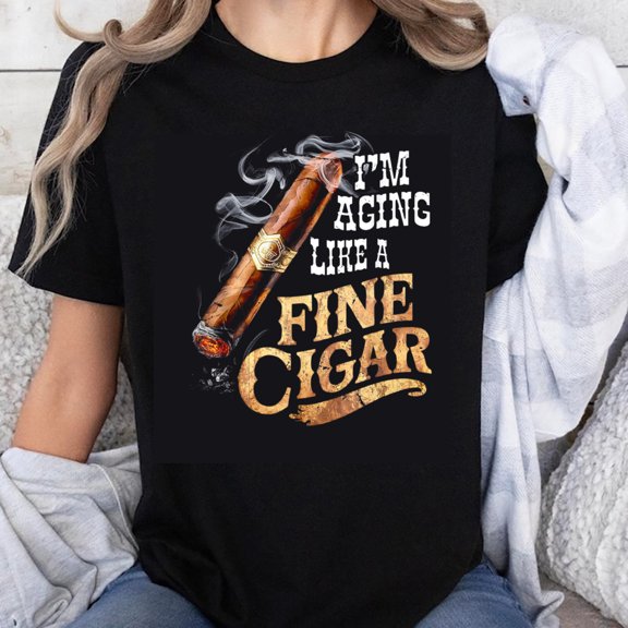 100% Cotton I'm Aging Like a Fine Cigar T-Shirt Men Women Funny Humor Graphic Tee Casual Shirt Gift for Birthday Anniversary