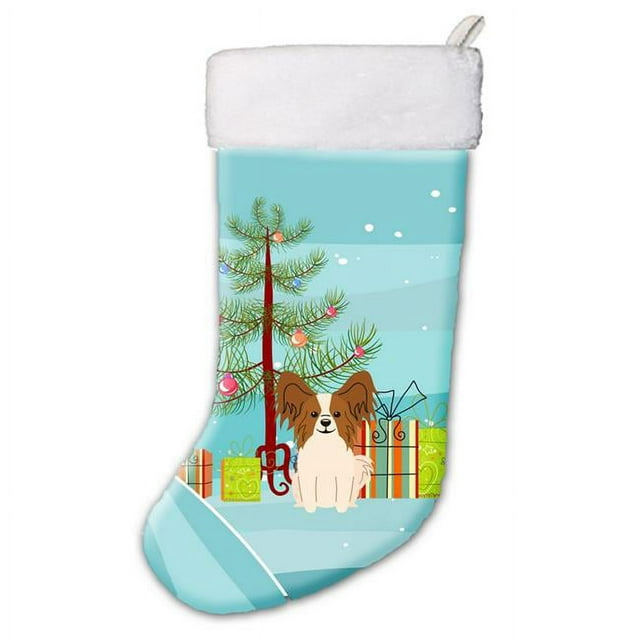 Carolines Treasures BB4203CS Merry Christmas Tree Papillon Red & White Christmas Stocking