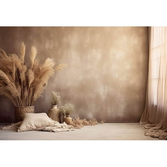 Mehofond Photography Background Vintage Bohemia Pampas Grass Grey Wall Birthday Wedding Pregnant r Backdrop Photo Studio