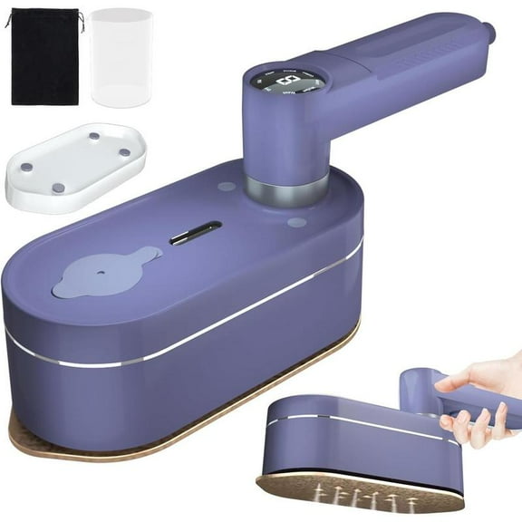 Mini Travel Iron with Steam, 2 In 1 Dry and Wet Mini Steam Iron for Clothes, Ceramic Coated Soleplate, 180? Rotatable Fast Heat-Up Small Iron for Home and Travel