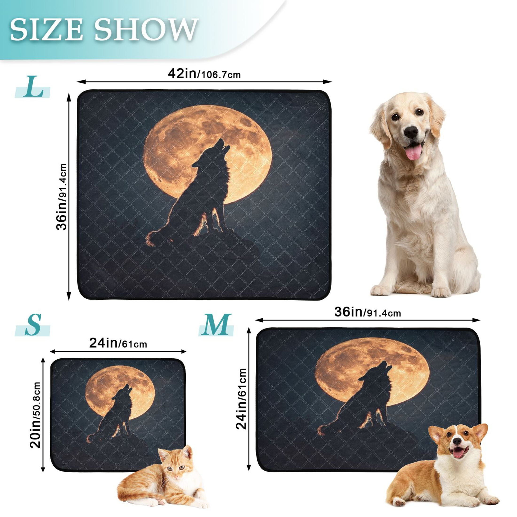 Qxltty The Legend Of Starving Wolf Cat litter Pads Pet Set of 3 Diaper Mats Center Anti-leakage Layer Absorbent Soft and Comfortable