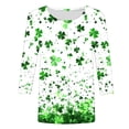 thumbnail image 5 of BLVB St Patrick's Day Crewneck Shirts for Women Shamrock Graphic Tee 3/4 Sleeve St Patrick's Day Tee Shirts Tops, 5 of 5