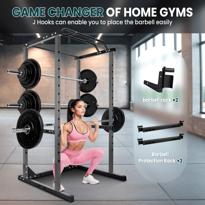 Multifunctional Squat Rack, 1.8mm Thickened Steel Pipe, 1200LB Load-bearing, 14-Level Adjustment, Power Cage, Power Rack, Squat Rack - Used in Home Gyms, Commercial Gyms, Fitness Clubs