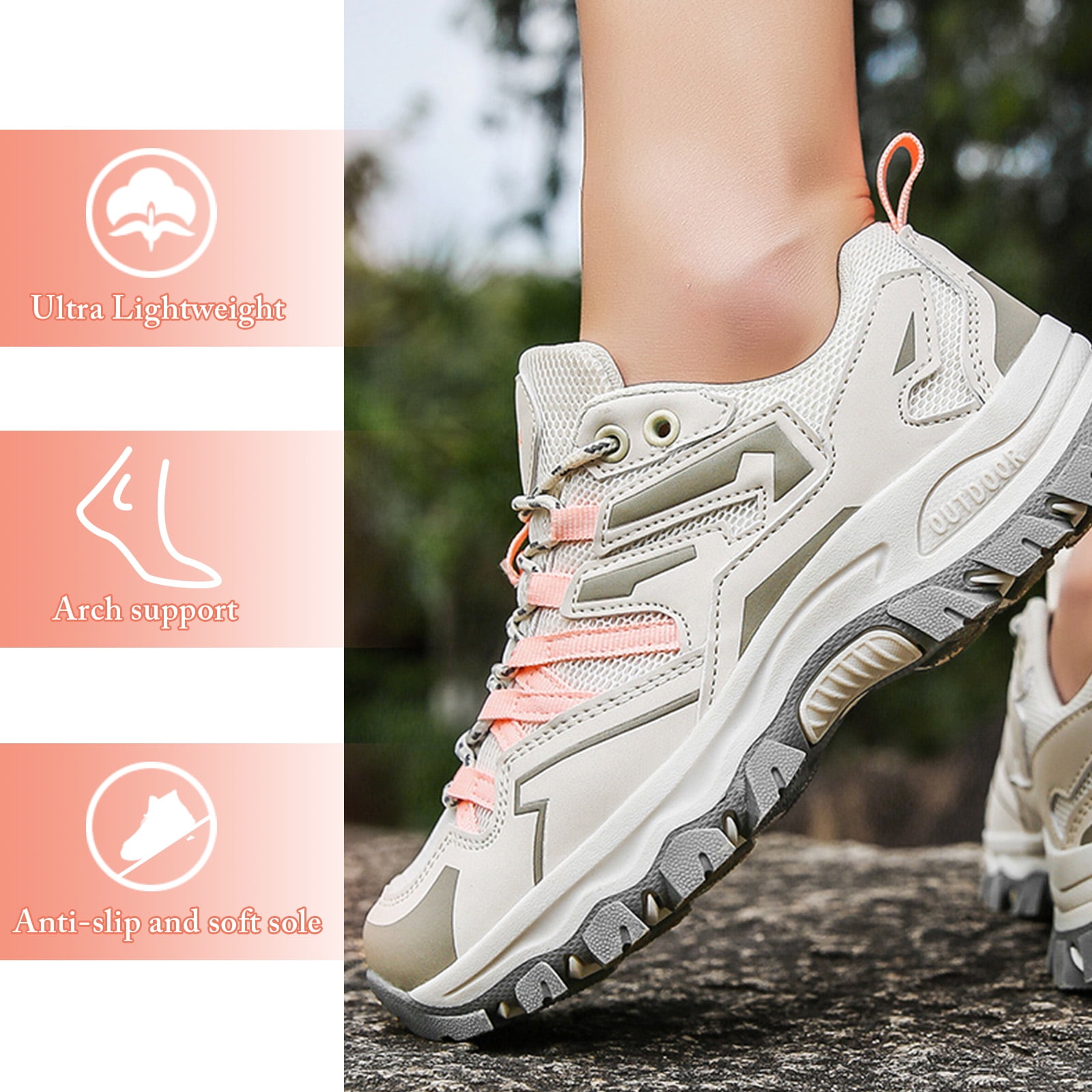 Men's Waterproof Hiking Shoes Lightweight Breathable Walking Shoes for Women Anti Slip Outdoor Trekking Trails Camping Shoes