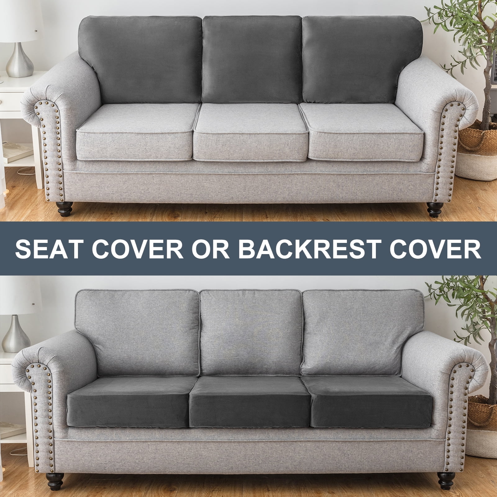 Sanmadrola Couch Covers Velvet Sofa Cushion Cover Stretch Machine Washable Universal Slipcover Furniture Protector for Couches Sectional Sofas