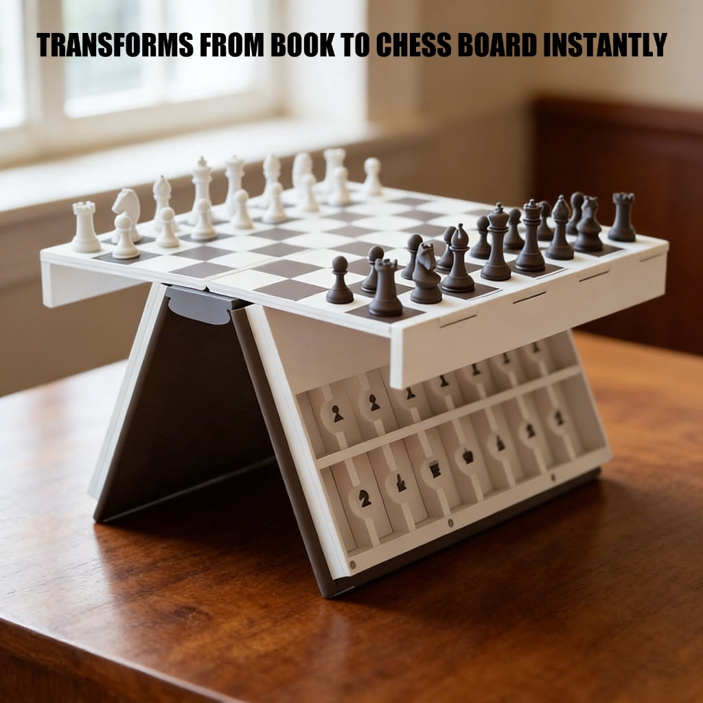 Innovative Book Fold Chess Set Portable Travel Game Educational Fun