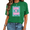 2-Green, variant on UNISHE Women's Vibrant Letter Print T-Shirt Colorful Striped Background Graphic Tee Casual Short Sleeve Crewneck Top