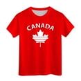thumbnail image 1 of WERYOUNG T-Shirts Filles Garçons Été Décontracté Feuille d'Érable Lettre Imprimée Manches Courtes Col Rond T-Shirts Filles T-Shirts Doux, Rouge, 8-9 Ans, 1 of 3
