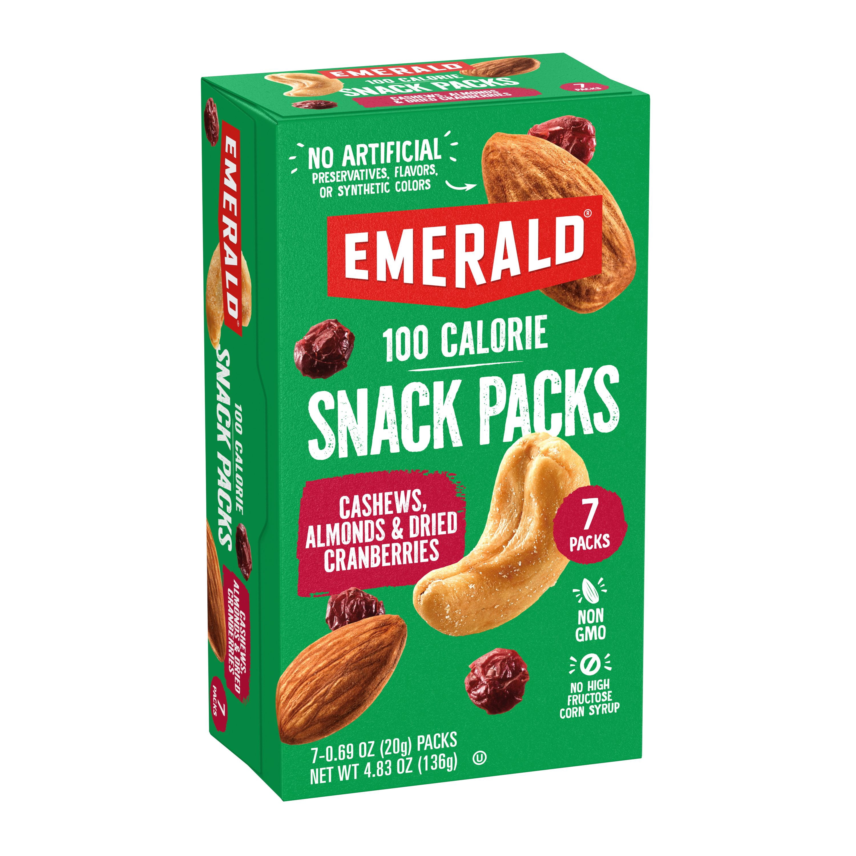 Emerald Nuts Cashews and Almonds With Dried Cranberries, 100 Calorie Packs, 4.83 oz (Pack of 6)