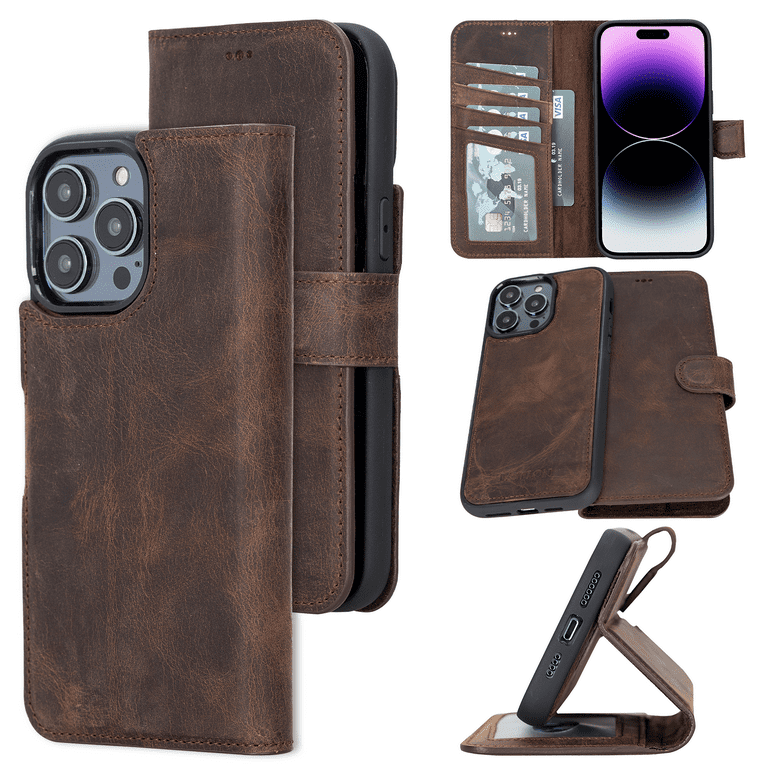 Wallet iPhone 13 Pro Max leather case with MagSafe