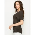 thumbnail image 5 of Made by Johnny V Neck Short Sleeve Dolman Top with Side Shirring XXXL BROWN, 5 of 6