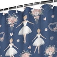 thumbnail image 3 of Dark Blue Ballerina Flower Pattern Shower Curtain 72"x72" ,Bathroom Decorative Shower Curtains Set with 12 Hooks,Modern Waterproof Washable Shower Curtain, 3 of 6