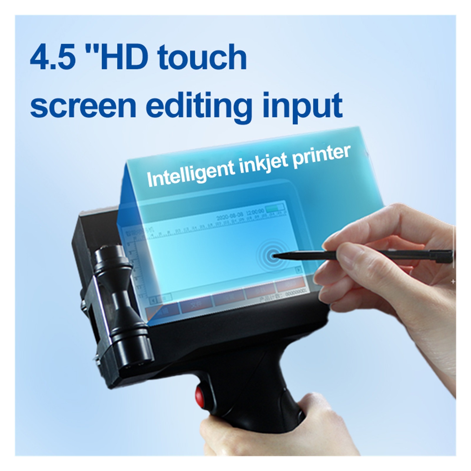 Portable handheld inkjet printer, batch number label pattern printer, non-fading printing on carton plastic bags ,Versatile Surface Compatibility