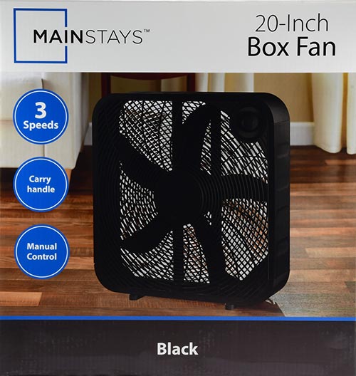 Mainstays 20" 3-Speed Portable Box Fan, FB50-16HB, New, Black - image 5 of 7