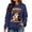 Navy, variant on Womens Crew Neck Sweatshirts Spooky Vibes Mummy Black Cat Pumpkin Graphic Vintage Y2K Pullover Streetwear Top Fall Winter Oversized Sweatshirts Beige L