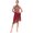 Burgundy, variant on Doomiva Latin Dance Dress Salsa Ballroom for Women Flower Lace Bodysuit Tops with Tassels Skirt Blue XL