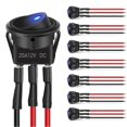 thumbnail image 1 of 8PCS 12V 20A Round Blue Toggle LED Rocker Switch with 24PCS Wires, 1 of 5
