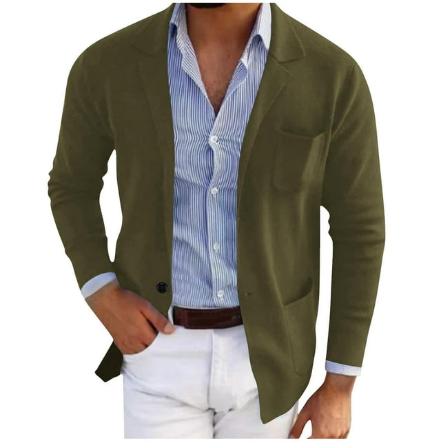 Veste Blazer Décontractée Ajustée pour Homme Wo-Fusoul, Manteau d'Extérieur à Multiples Poches avec Col Rabattu, Veste de Mode en Polyester à Manches Longues pour un Usage Quotidien