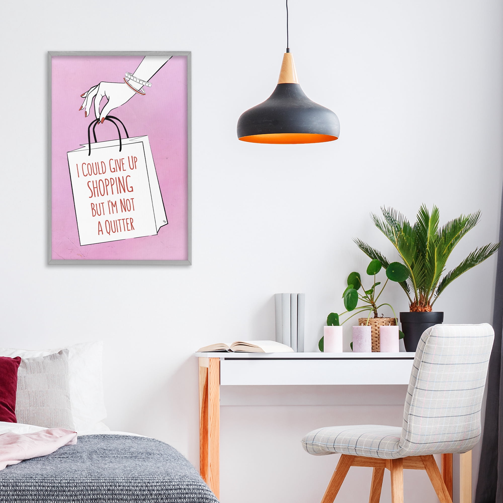 Stupell Industries Not A Quitter Shopping Gray Framed Giclee Art, design by Martina Pavlova