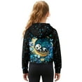 thumbnail image 2 of Xoenoiee Panda Moon Leaves Star Print Girls's Cropped Sweatshirts Fall Sweaters Fashion Hoodies Half Zip Pullover Long Sleeve Shirts Clothes with Pocket, 7-8 Years, 2 of 7