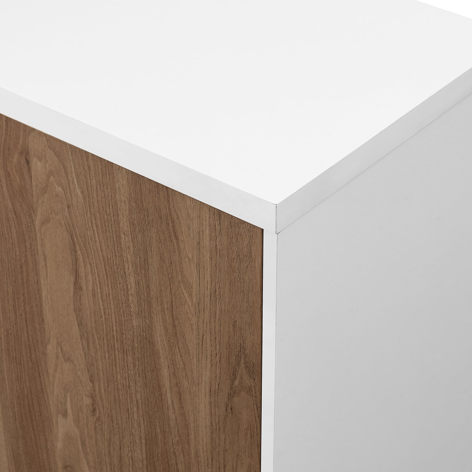Desert Fields Tatum Modern A-Symmetrical 3-Door Sideboard, White/English Oak
