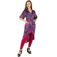 thumbnail image 5 of Bimba Women Asymmetrical Hem Tunic Chic Style Rayon Fancy Kurti Blouse Gift, 5 of 5