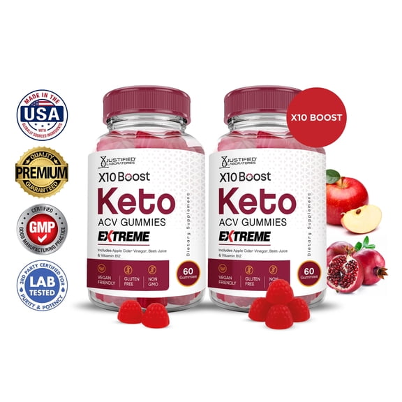 (2 Pack) X10 Boost Keto Extreme ACV Gummies 2000mg Dietary Supplement 120 Gummys
