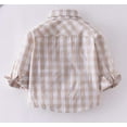 thumbnail image 2 of StylesILove Toddler Little Boy Long Sleeve Cotton Button Down Shirt (Beige Check, 120/5-6 Years), 2 of 6