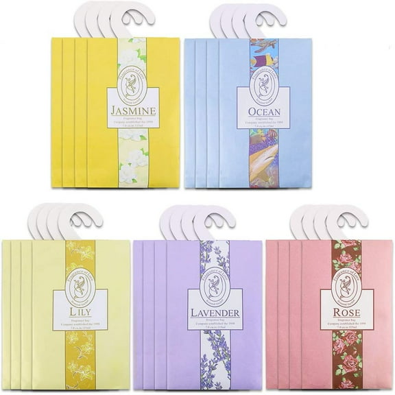LEEYNEER Scented Sachets for Drawer and Closet  Long-Lasting Sachets Bags Home Fragrance Sachet 5 Scents Option- Lavender Lemon Jasmine Rose Lily Random