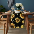 thumbnail image 2 of Sunflower Black Table Runner - 72 Inch Long, Kitchen Dining Table Runner Dresser Scarves, Yellow Petals Floral Farmhouse Bee Farmhouse Decor for Coffee Tables Wedding Party Banquet, 2 of 8