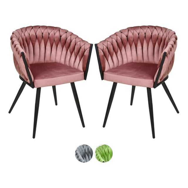 Set 2 Sillas Comedor Tejidas Terciopelo Modernas Elegantes