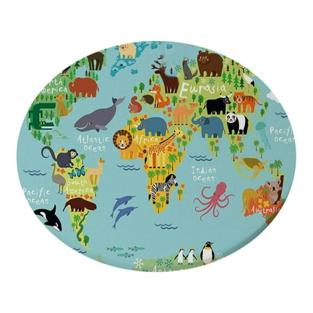 

Table Cloth Round 55 Inch Elastic Edge Fitted Vinyl Table Cover Multi-Animals