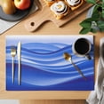 thumbnail image 2 of Blue Striped Placemats Set of 4, Modern Abstract Art Wave Moire Gradient Placemats for Dining Table, Place Mats for Kitchen Tabletop, Waterproof Wipeable Dining Table Mats Set, 2 of 9