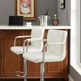 thumbnail image 6 of VECELO Bar Stools with Back and Armrest Set of 2, PU Leather Adjustable Height Swivel Counter Height Barstools, White, 6 of 9