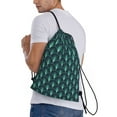 thumbnail image 4 of Yiaed Green Vintage Peacock Print Drawstring Bags Drawstring Backpack Bulk String Back Pack Gym Sport Bag-Small, 4 of 5