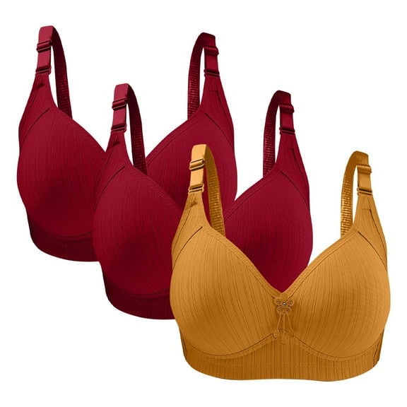 Diufon 3pc Underwireless Bras for Women Solid Color Soft Bras Full Coverage Push up Comfy Bras