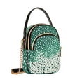 thumbnail image 7 of FORMRS Crossbody Bag for Women Quilted Travel Shoulder Cell Phone Purse with Chain Strap Handbag, Green and White Pattern, 7 of 7
