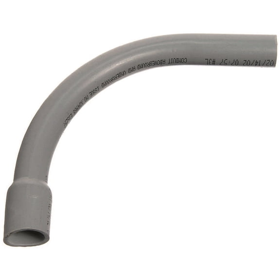 Carlon UA9AHB-CTN Conduit Elbow, 90 deg Angle, 1-1/2 in Dia, PVC, Gray