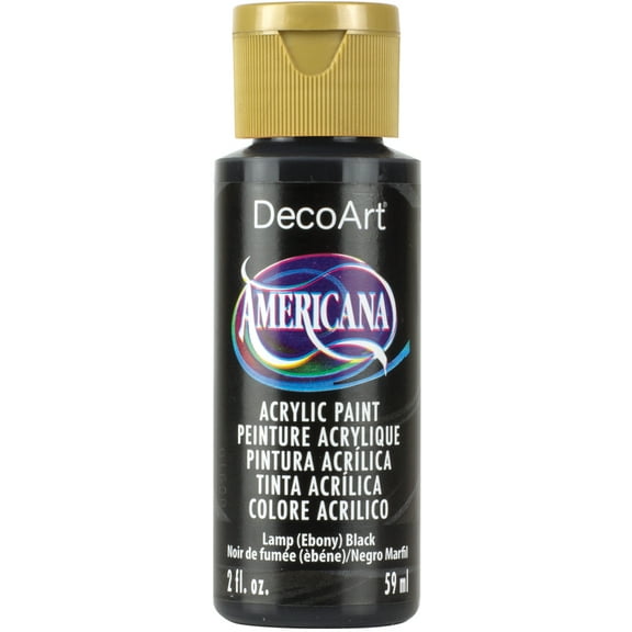 Multipack of 6 - Americana Acrylic Paint 2oz-Ebony Black - Opaque