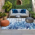 thumbnail image 2 of Summer Coastal Outdoor Rug for Patio/Deck/Porch, Non-Slip Large Area Rug 5 x 7 Ft, Watercolor Ocean Coral Starfish Conch Blue Plaid Indoor Outdoor Rugs Washable Area Rugs, Camping Rug Carpet Runner, 2 of 8