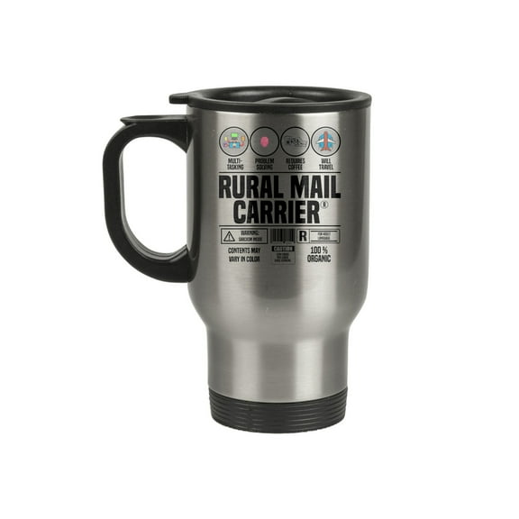Rural Mail Carrier Travel Mug, 14oz Stainless Steel Coffee Cup, Postal Worker Gift, Insulated Handle Design